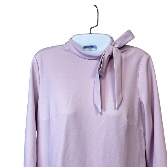 New Calvin Klein Bow-Neck Sheath Dress Cherry Blossom Stretchy Scuba Crepe Sz 6 - Picture 3 of 11